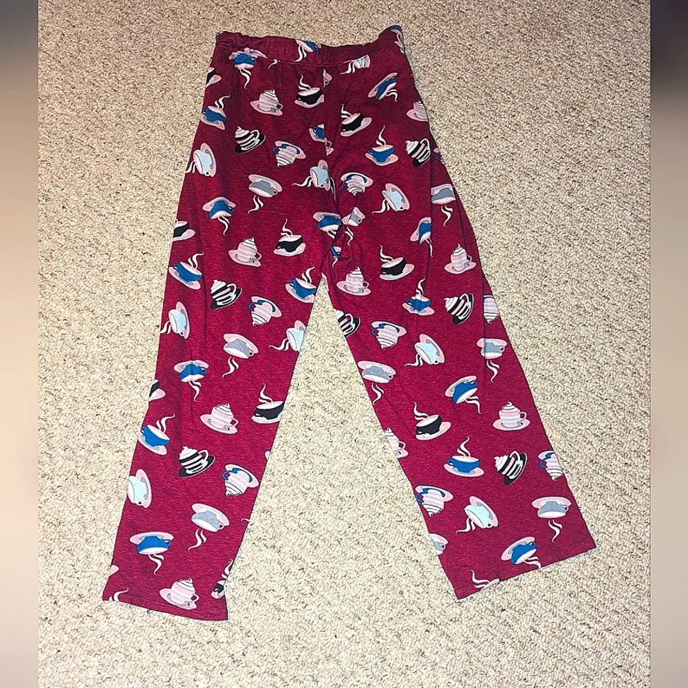Croft & Barrow Burgundy Drawstring "Coffee Break" Pajama Pants XL